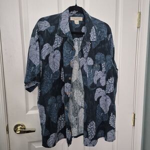 Island Republic Navy Leaf Pattern Shirt